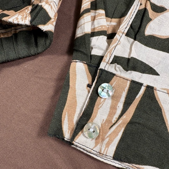 NWT Rachel Zoe Linen Tie Front Long Sleeve button Down Blouse L - Picture 2 of 7